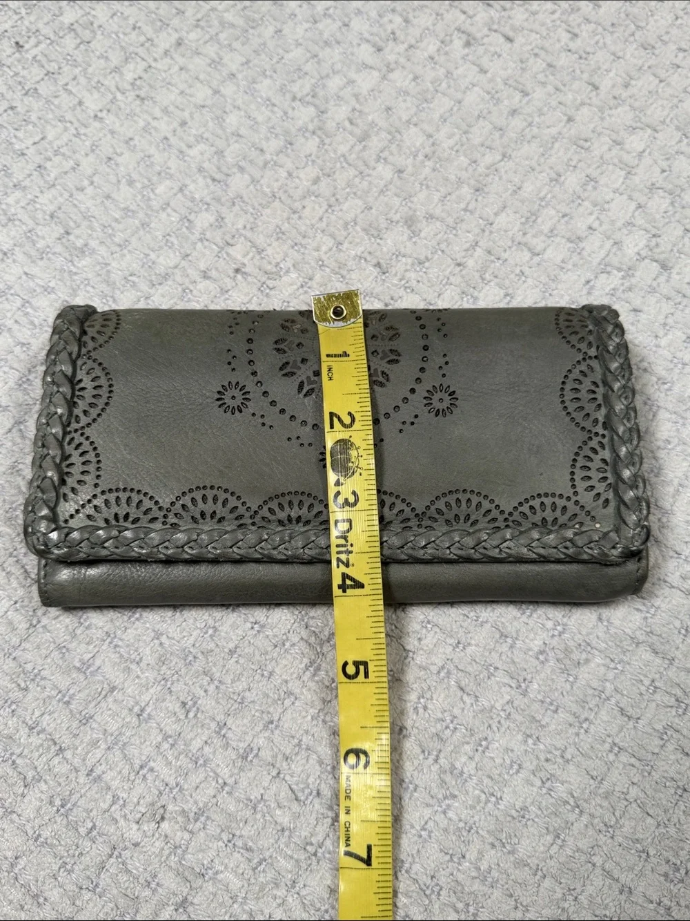 Vintage Leather Embellished Leather Wallet Green Mandala Braided